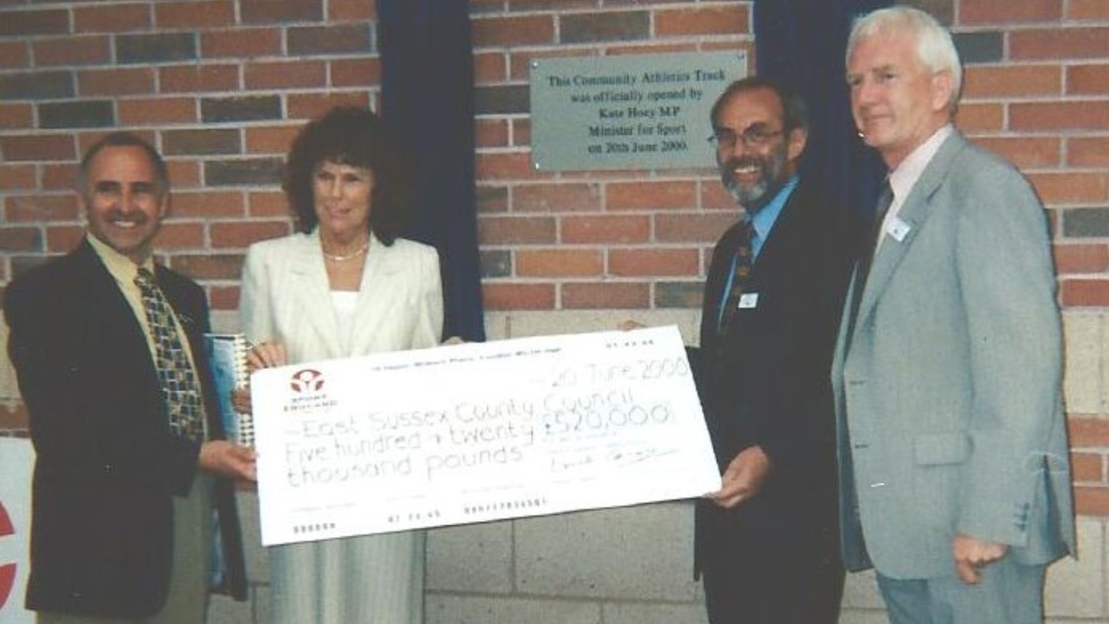 Graham Shuttleworth (right) with Kate Hoey, the then Minister for Sport at the official opening of the Lewes AC track.