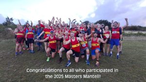 Celebrations at the finish of the 2025 Masters Mantell | Lewes AC