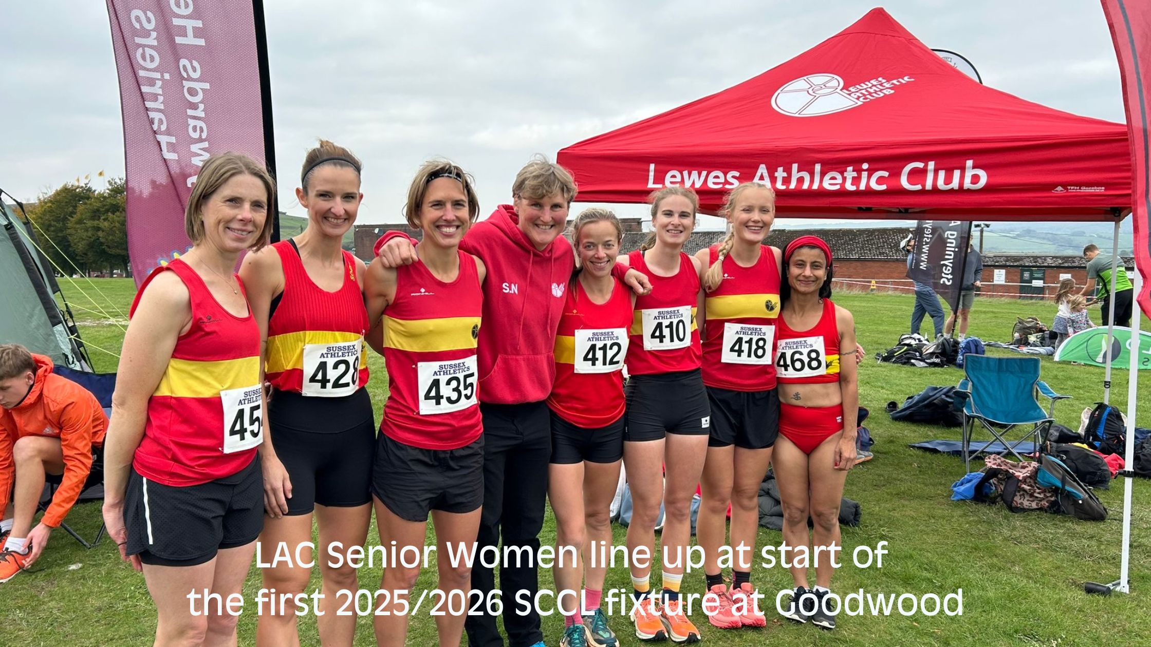 LAC Senior Women at 2025 SCCL Goodwood LAC Senior Women line up at start of the first 2025/2026 SCCL fixture at Goodwood