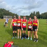 Lewes AC line up at the start of the 2025 Sussex Grand Prix Hellingly 10k