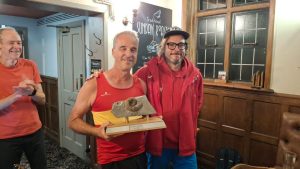 Adrian collects trophy after winning the 2025 Masters Mantell