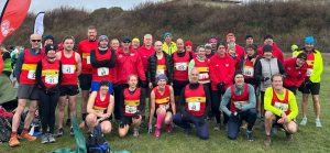 Lewes AC line up at the 2025/2026 ESSCCL Seaford Head