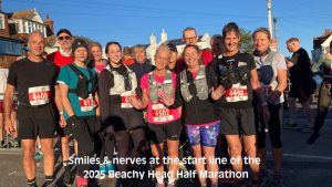 Lewes AC Members line up at the start of the 2025 Beachy Head Half Marathon