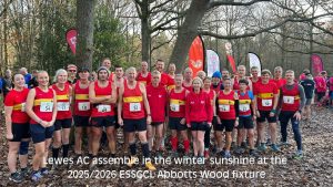 Lewes AC assemble at the ESSCCL Abbotts Wood 2025 fixture