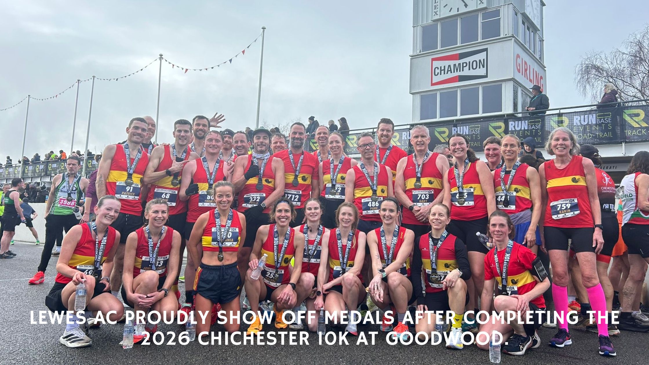 Lewes AC proudly show of medals at 2026 Chichester 10k