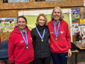 Julie Deakin, Hazel Bennington and Karin Dival secure V60+ team bronze for Lewes AC at Sussex Masters XC