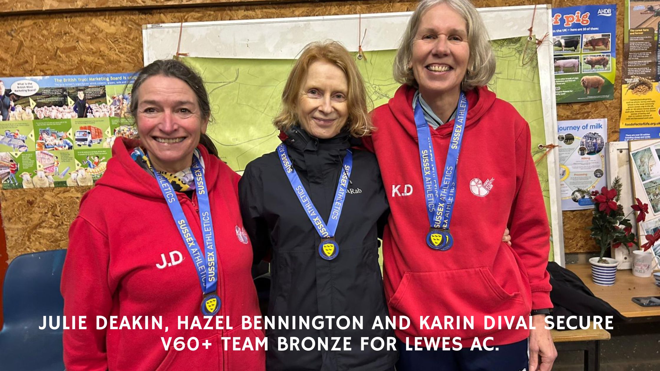 Julie Deakin, Hazel Bennington and Karin Dival secure 
V60+ team bronze for Lewes AC at 2026 Sussex Masters