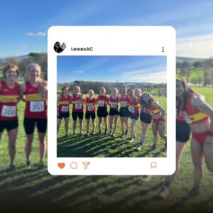Lewes AC Women line up at Glyndebourne for Sussex Cross Country League Final
