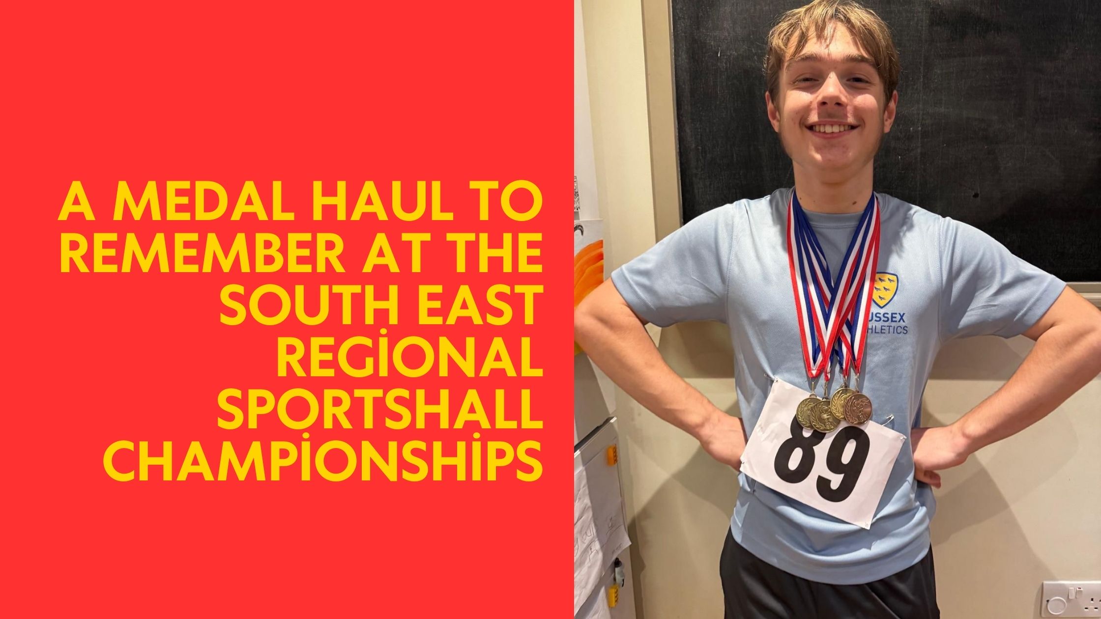 A medal haul for Lewes AC's Herbie Belfield at the South East Regional Sportshall Championships