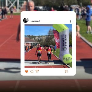 Adrian Thompson and Liz Long complete the 2026 Lewes AC Easter 10k