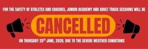 LAC Junior and adult track Cancellation