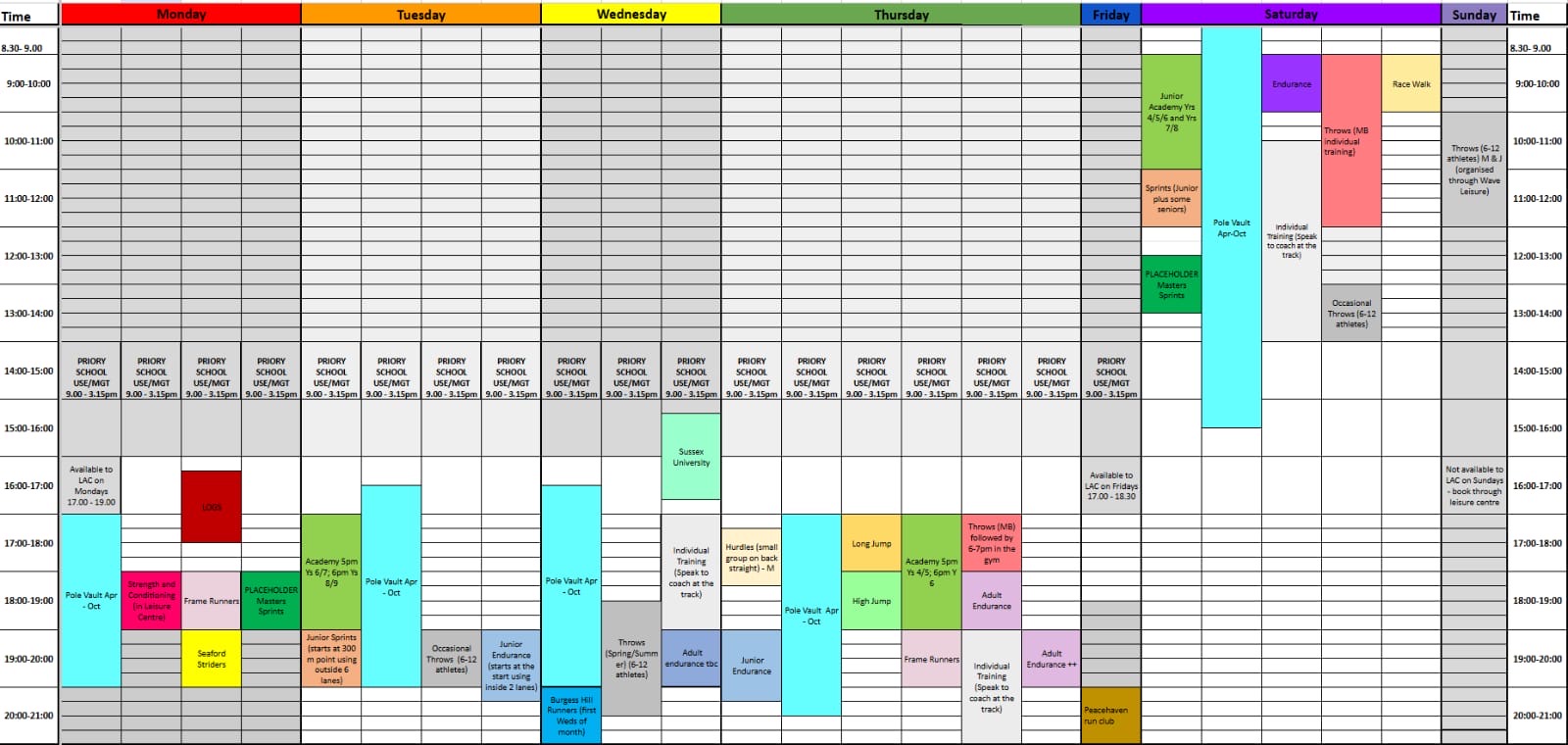 2026 2027 Lewes AC track rota