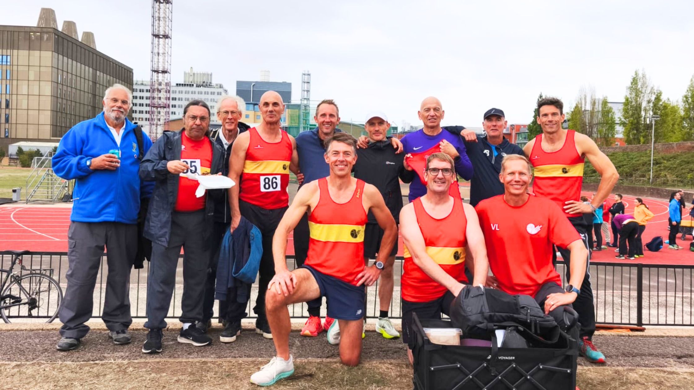 Lewes AC line up at the 2026 SCVAC Regional Track and Field League Final in London